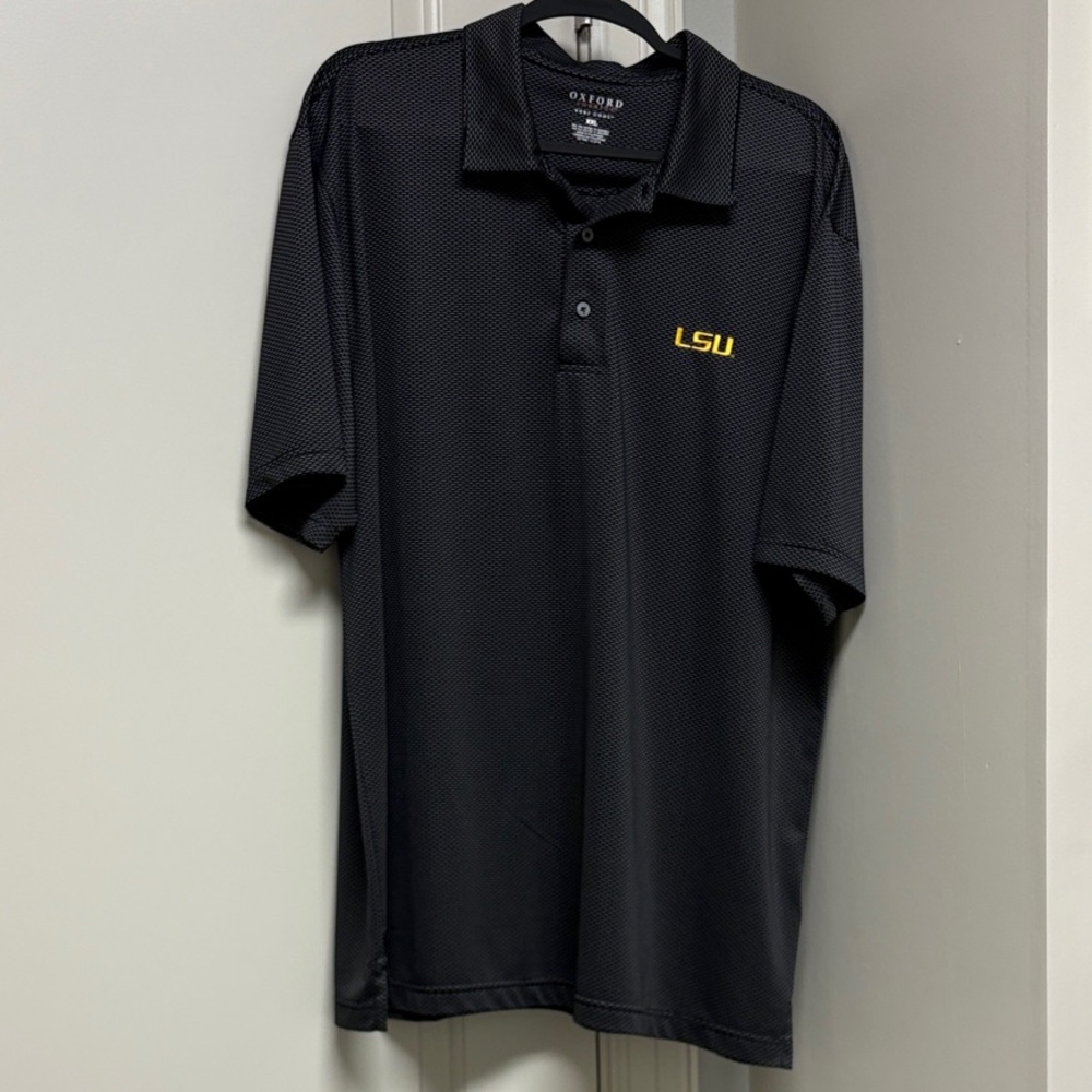 Oxford America Veri Cool Embroidered LSU Black Polo Shirt Size XXL